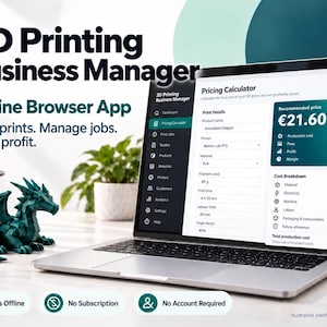 3D Printing Business Manager: Pricing Calculator, Inventory, Quotes & Offline Browser App