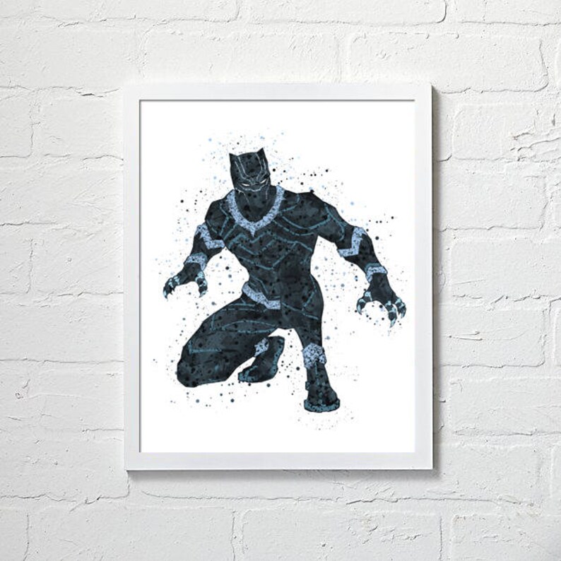 Black Panther Wall Art Black Panther Watercolo!   r Black Panther Etsy - image 0