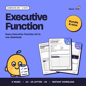 Executive Function Printable Bundle, 8 Pages | Plan & Prioritise, Start and Switch, Memory and Stuff | A4 Letter A5 PDF