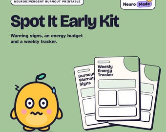 Autistic Burnout Printable, Energy Budget, Spoon Theory Tracker, ADHD | Spot It Early Kit | Printable PDF, A4 Letter A5