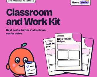 APD Classroom Support Printable, Teacher Instruction Checklist, Note Taking | Classroom and Work Kit | Printable PDF, A4 Letter A5