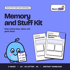 Executive Function Launch Pad, Door Checklist, Reminder System Printable | Memory and Stuff Kit | Printable PDF, A4 Letter A5 Download afbeelding 1