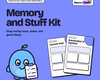 Executive Function Launch Pad, Door Checklist, Reminder System Printable | Memory and Stuff Kit | Printable PDF, A4 Letter A5 Download