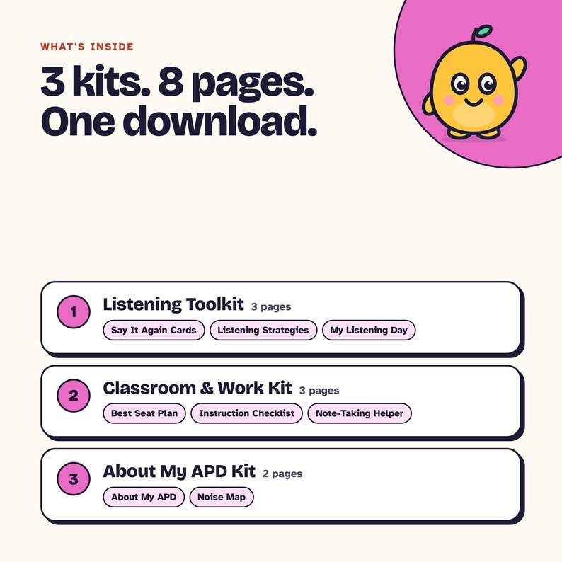 Auditory Processing Printable Bundle, 8 Pages | Listening, Classroom & Work, About My APD | A4 Letter A5 PDF image 2