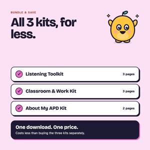 Auditory Processing Printable Bundle, 8 Pages | Listening, Classroom & Work, About My APD | A4 Letter A5 PDF image 4