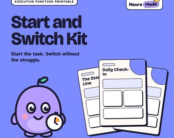 Task Initiation Printable, Transition Cards, Daily Check In Planner | Start and Switch Kit | Printable PDF, A4 Letter A5 Instant Download