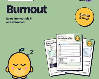 Burnout Printable Bundle, 8 Pages | Spot It Early, Recovery, Rebuild | A4 Letter A5 PDF