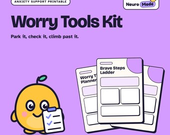 Anxiety Worksheet, Worry Time Planner, CBT Thought Record Printable | Worry Tools Kit | Printable PDF, A4 Letter A5 Instant Download