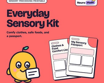Sensory Passport Printable, Safe Foods List, Clothing Comfort Chart | Everyday Sensory Kit | Printable PDF, A4 Letter A5 Instant Download
