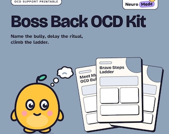 OCD Printable, ERP Exposure Ladder, Ritual Delay Log Worksheet | Boss Back OCD Kit | A4 Letter A5 Instant Download