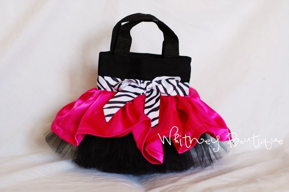 Hot Pink Black & Zebra Mini Tutu Tote | Etsy