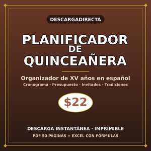 Planificador de Quinceañera | Organizador de XV Años en Español + Presupuesto en Excel