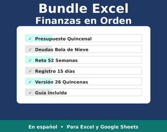 Excel Bundle: Finances in Order — Bi-Weekly Budget, Snowball Debt, and 52-Week Challenge | Spanish