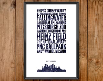 Pittsburgh City Print - Poster series celebrating almost 100 US and International cities & the places that make them great