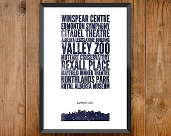 Edmonton City Print - Poster series celebrating almost 100 US and International cities & the places that make them great