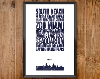 Miami City Print - Poster series celebrating almost 100 US and International cities & the places that make them great