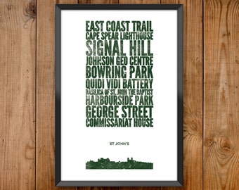 St John's City Print - Poster series celebrating almost 100 US and International cities & the places that make them great