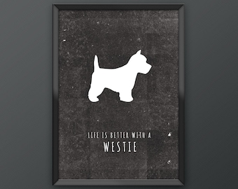 Westie Dog Print - Poster series featuring iconic silhouette prints of our favorite dogs