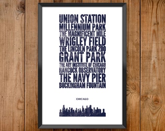 Chicago City Print - Poster series celebrating almost 100 US and International cities & the places that make them great