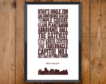 Salt Lake City City Print - Poster series celebrating almost 100 US and International cities & the places that make them great