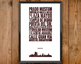 Madrid City Print - Poster series celebrating almost 100 US and International cities & the places that make them great