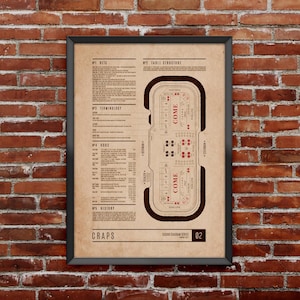 Craps Print | Casino Art | Gambling | Gambling Gifts | Las Vegas | Man Cave | Groomsmen Gift | Gift for Husband | Game Night | Gambling Gift