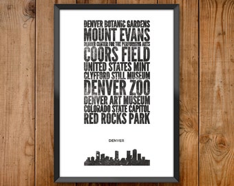 Denver City Print - Poster series celebrating almost 100 US and International cities & the places that make them great