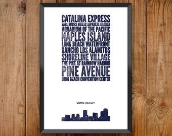 Long Beach City Print - Poster series celebrating almost 100 US and International cities & the places that make them great