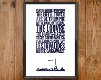 Paris City Print - Poster series celebrating almost 100 US and International cities & the places that make them great