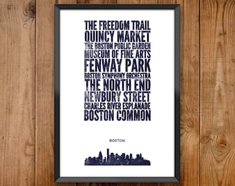 Boston City Print - Poster series celebrating almost 100 US and International cities & the places that make them great