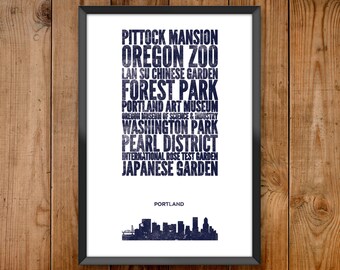 Portland City Print - Poster series celebrating almost 100 US and International cities & the places that make them great