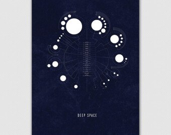 Deep Space Print 18x24 - Modern poster that illustrates space in a diagram format