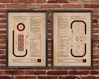 Craps & Roulette Casino Diagram Set