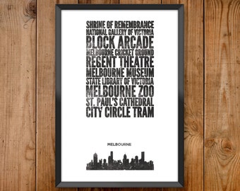 Melbourne City Print - Poster series celebrating almost 100 US and International cities & the places that make them great