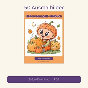 50 roliga Halloween-målarbilder | Barn 3-6 år | Utskrivbar PDF | Direktnedladdning | A4 + US Letter bild 1