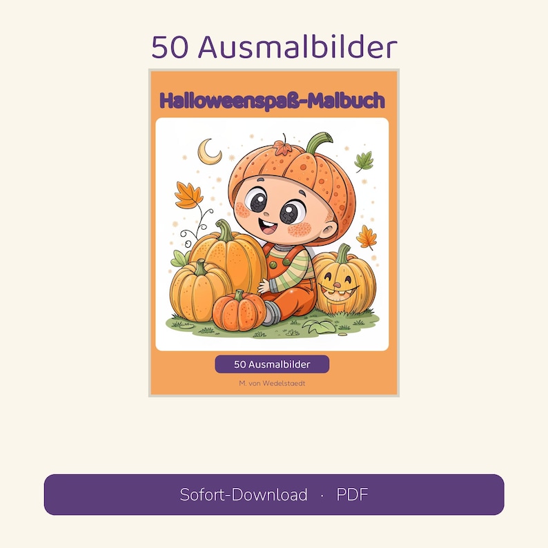 50 roliga Halloween-målarbilder | Barn 3-6 år | Utskrivbar PDF | Direktnedladdning | A4 + US Letter bild 1