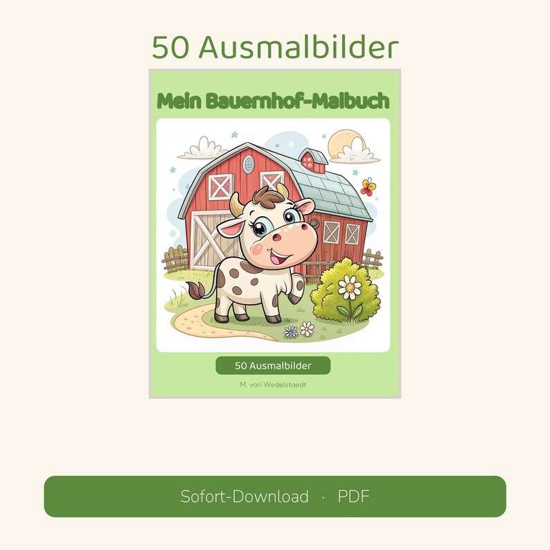 50 målarbilder Min gård målarbok | Barn 3-6 år | Utskrivbar PDF | Direktnedladdning | A4 + US Letter bild 1