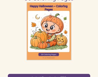 50 målarbilder med Halloween för barn i åldrarna 3-6 | Utskrivbar PDF | Direktnedladdning | A4 + US Letter