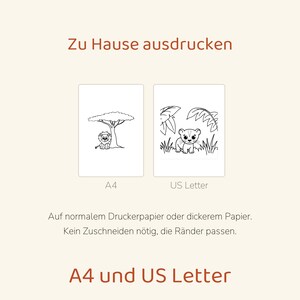50 målarbilder med safari och djungel – Målarbok | Barn 3–6 år | Utskrivbar PDF | Direktnedladdning | A4 + US Letter bild 5