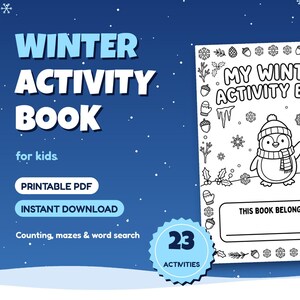 Winter Activity Book for Kids, Printable Preschool Learning Pack, Ages 3–6
