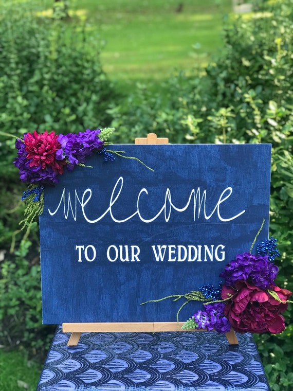 Welcome Sign Wedding Sign Wedding Decorations Plum Etsy