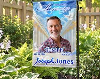 Personalized Photo Memorial Garden Flag, In Loving Memory Cemetery Flag, Custom Dad Sympathy Gift, Loss of Husband Lawn Marker