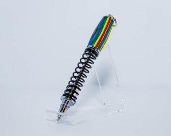 Shock Absorber Pen with black/chrome and multi colored spectra ply wood