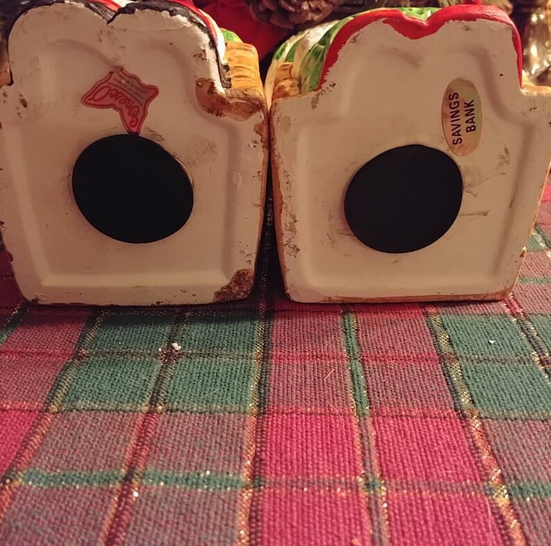 Vintage Santa and Mrs Clause Christmas Funds Banks Free US Shipping Mid Century Christmas Decor