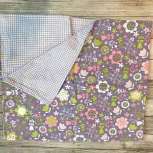 Purple Flower Cuddle Blanket/Stroller Blanket/Baby Shower Gift/Birthday Gift/Kid Blanket