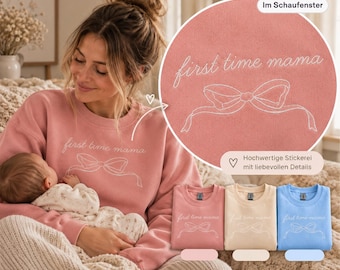 Sudadera para mamás primerizas con lazo – Sudadera bordada para mamás – Regalo para mamás primerizas