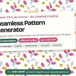 Seamless Pattern Generator, Repeat Pattern Maker for Fabric, Digital Paper and POD, Half Drop and Brick Repeat, Commercial Use