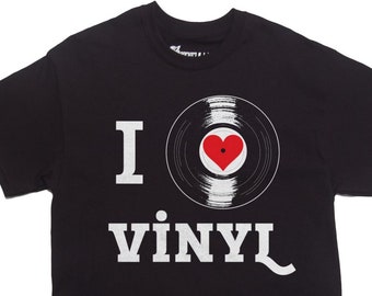 I LOVE VINYL T-shirt | Record collector T-shirt | DJ t-shirt | Crate Digger T-shirt | Men's and Ladies Sizes