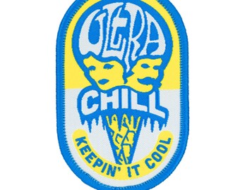 Ultra Chill Iron On Patch | Woven Sew On Funny Patches | Funny Backpack Travel Patches | Funny Patches for Jackets