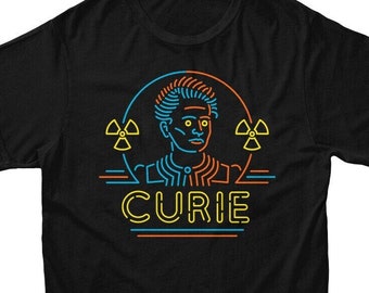 Neon Marie Curie T Shirt | Science T-shirt | Famous Scientist T-Shirt | Chemistry Tshirt | Physics Tshirt | Nerd Geek Tees